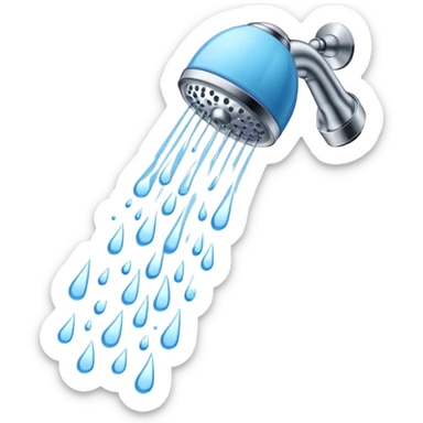 showerhead with icy blue water sticker