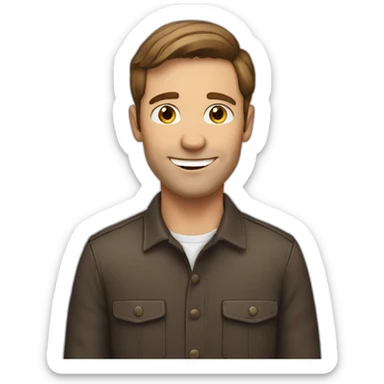 the white European man brown hair Celebrating sticker