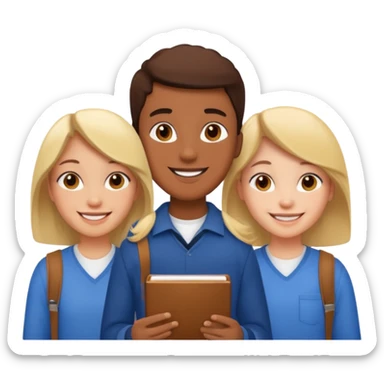 tres estudiantes felices  sticker