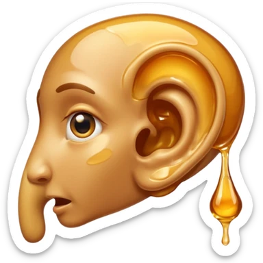 A big human ear, with honey dripping on it sticker