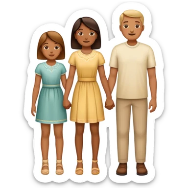 traditional family with two parents and two children holding hands sticker