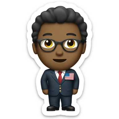 thomas in a train body wearing a suit with an American flag sticker