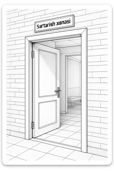 endi menga brohouse sartarish xonasini tashqaridan chizib ber eshigi ochiq bulsin faqat sticker