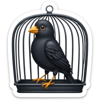 black bird in cage sticker