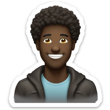  Black guy with an Afro and A face with wide eyes and a big smile, perfect for moments of victory. sticker