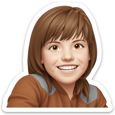 smiling girl with brown hair sticker