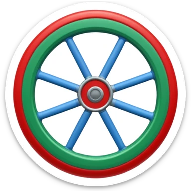 Bleu et vert avec une roue rouge au milieu sticker