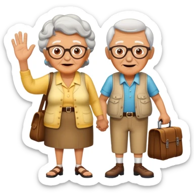 Grandma and grandpa hitchhiking sticker