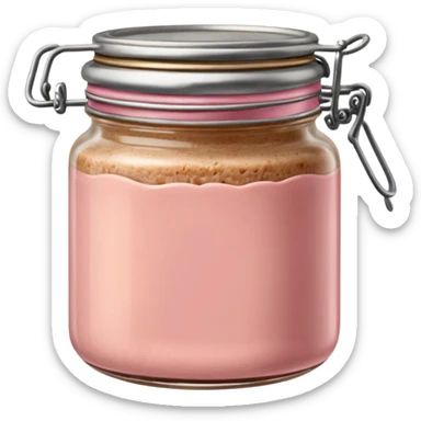 small glass jar of coarse beige-pink pâté with metal lid, visible texture, no label or extras, soft lighting, subtle shadows, transparent background, emoji scale sticker