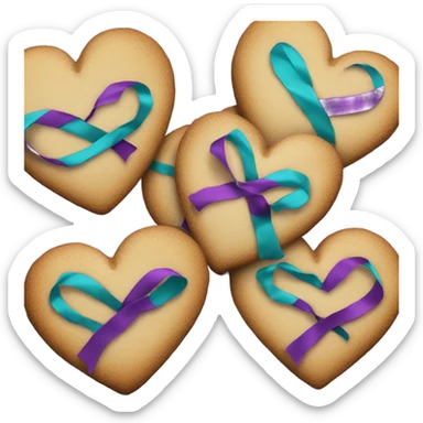 Heart cookie, teal purple suicide awareness ribbon sticker