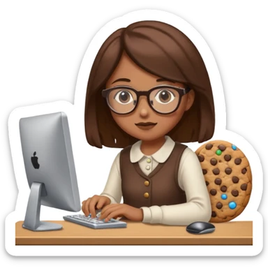 cookie clicker addict girl at computer mexican sticker