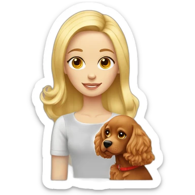 blonde russian girl with red cocker spaniel sticker