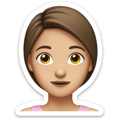 Girl with brunette hair straight and Brown eyes sticker