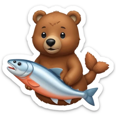 IKEA棕熊抱著一隻鮭魚 sticker