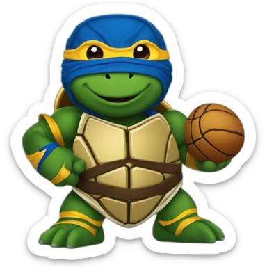 ninja turtle wearing a golden state jersey sticker