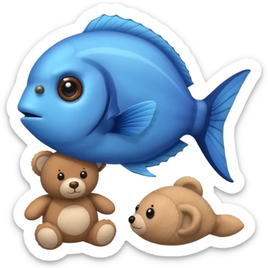 baby blue tang fish next to a teddy bear sticker