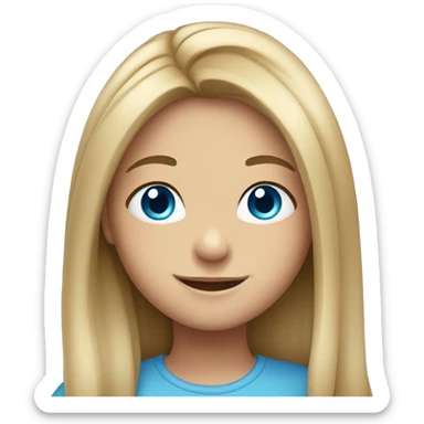 smiling girl with long hair and blue eyes sticker