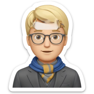gray scarf male blond hair with suit glasses sticker