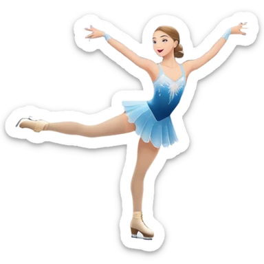 An icon featuring a graceful figure skater performing a flawless routine on an ice rink. The background shows a grand arena, Madison Square Garden, filled with spectators. Snowflakes and spotlights add to the elegance and beauty of the performance. Transparent background. sticker