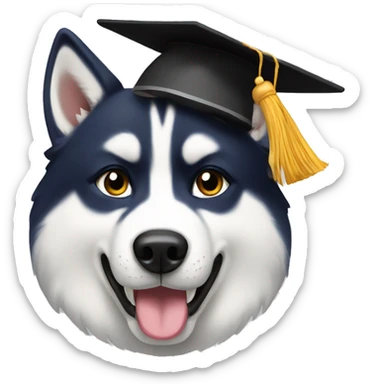 Husky with grad cap sticker