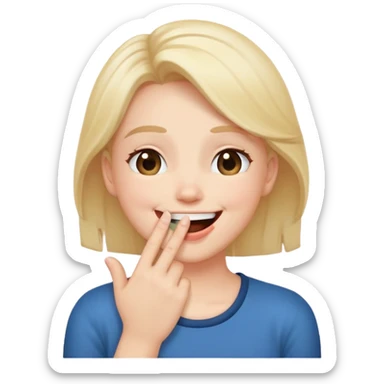 emoji laughing with hand over mouth blushing looking up and to the right sticker