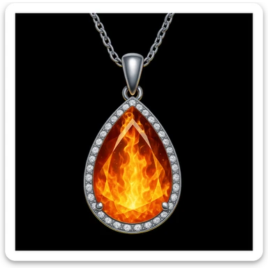 Add a yellow fiery light to the teardrop ruby pendant, representing transformation and rebirth sticker