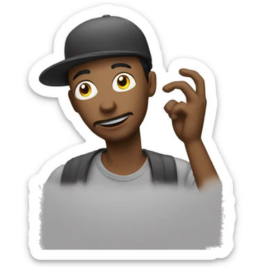 Street man with smoke around puts his hand in front of his face  sticker