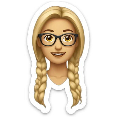 Mujer pelo castaño claro largo lacio con lentes de marco transparente sticker