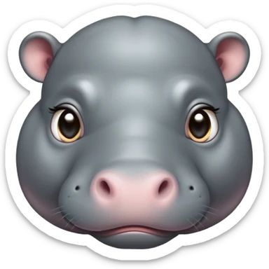 cinematic-cute baby hippo-portrait-emoji,-poised-and-regal,-with-a-massive,-robust-build-and-a-smooth,-sleek-slate-gray-hide,-deep-set-soulful-eyes,-simplified-yet-sharp-and-sophisticated-features,-highly-detailed,-glowing-with-a-soft radiance sticker