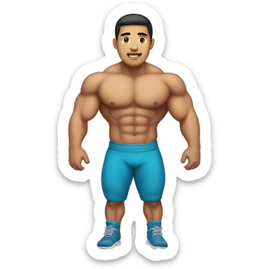 buff gym asian man full body  sticker