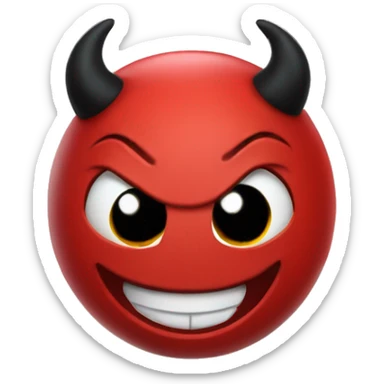 Red devil smiling with black heart emojis  sticker