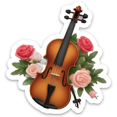 Flowers Violin with roses and wreath of pine needles sticker