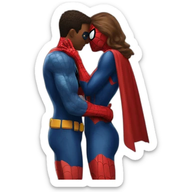 Spiderman kissing batman sticker
