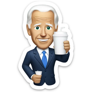 joe biden holding a white foam cup sticker