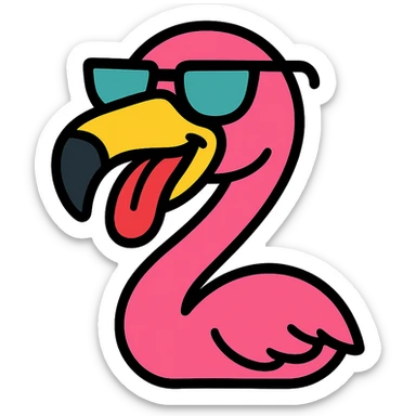 cool flamingo with its tongue out sticker