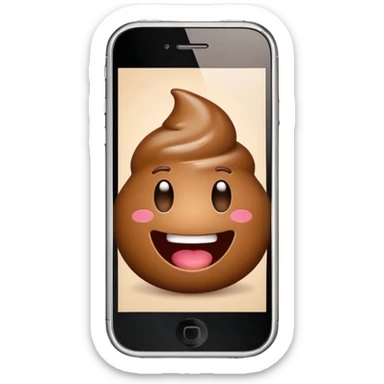 mobile phone with poop emoji on the screen sticker