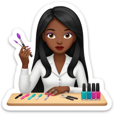 black woman nail artist long haired sticker