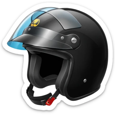 Biker helmet black in colour including the visor glass sticker