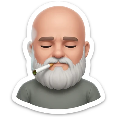Bald man with white beard smoking Weed sticker