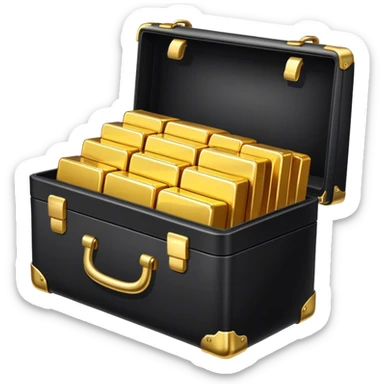 A briefcase open with gold bars inside sticker