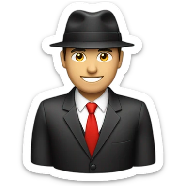 Businessman with a black cap writes "Business" in red sticker