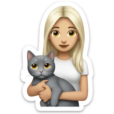 Aesthetix girl holding Grey cat  sticker