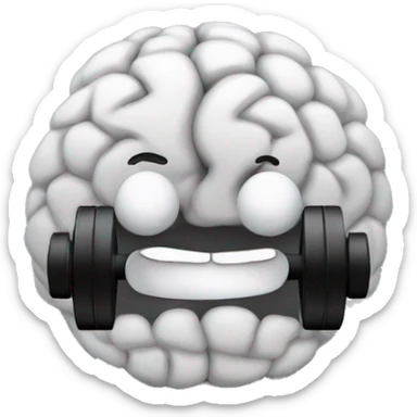A black dumbbell with a brain on either side instead of weights sticker