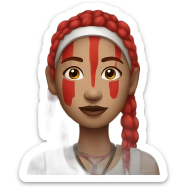 white tribe woman with red paint sticker