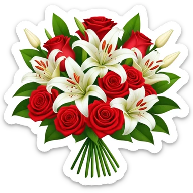 bouquet of roses and lilies sticker
