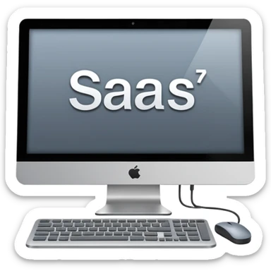 technical looking computer with text "SaaS" sticker