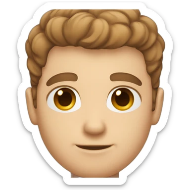 cute white man round face with brown fade haircut brown eyes sticker