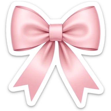 Ultra-thin and stretched ribbon bow, as narrow as possible, single loop, no extra loops, no fluffy or rounded shapes, only one long and sleek ribbon light pink sticker