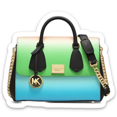 Realistic light green, light blue ,peach color ombre and black michael kors satchel purse. sticker