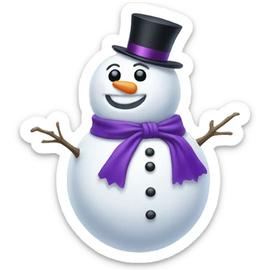 Snowman with purple bow tie sticker